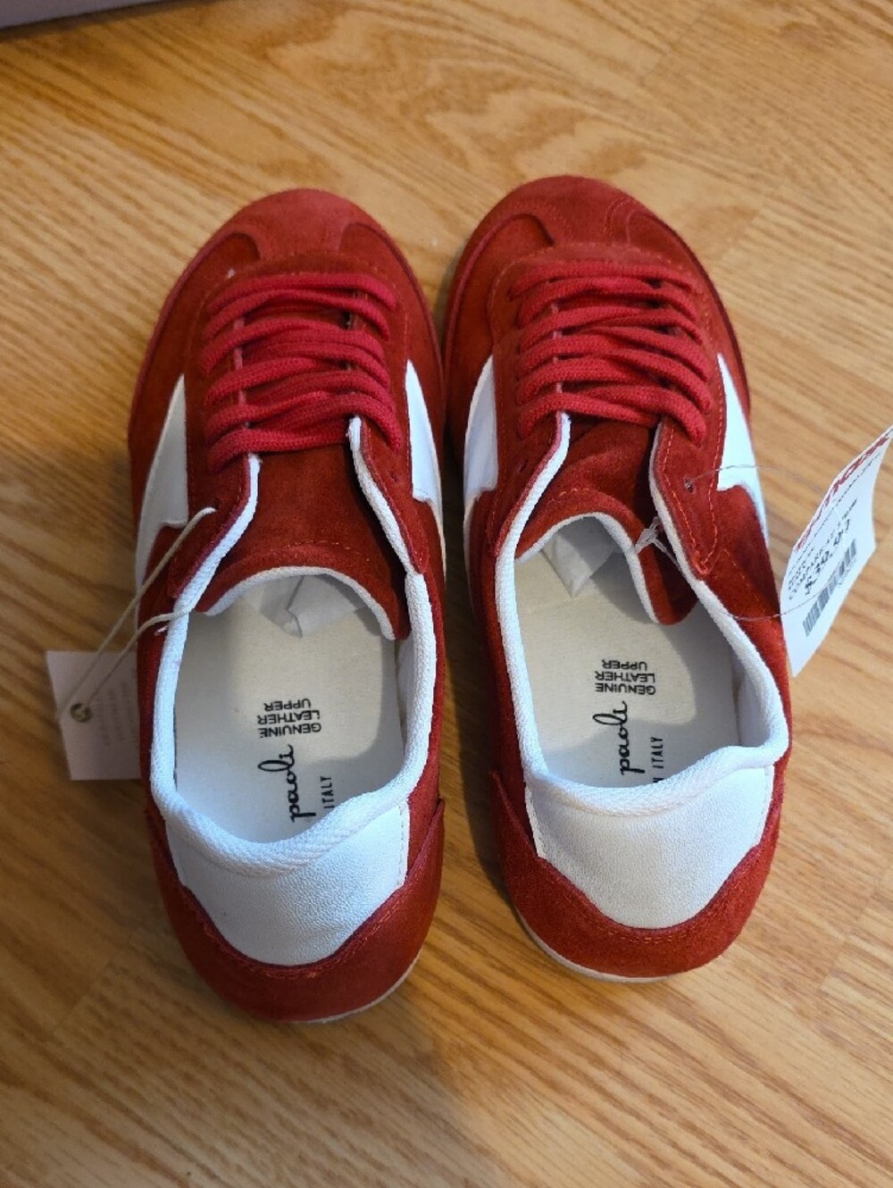 Mila Paoli Red Leather Athletic Sneakers - Picture 5 of 8